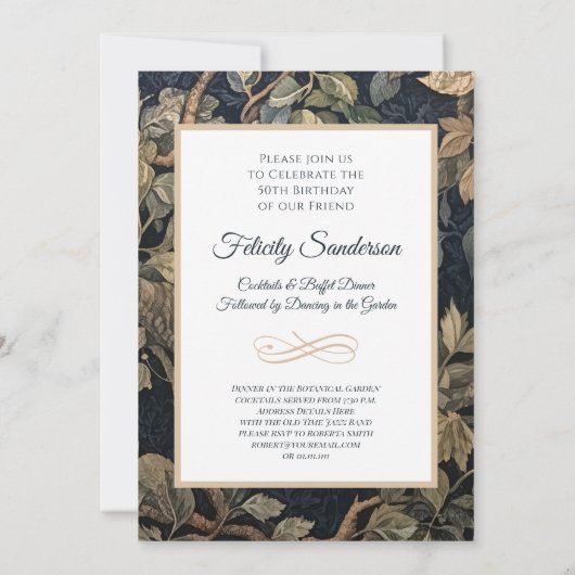 Barred Uil in een boom William Morris Style Kaart (Achterkant)