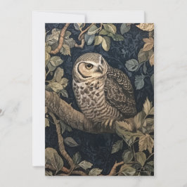 Barred Uil in een boom William Morris Style Kaart