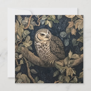 Barred Uil in een Forest William Morris-stijl Kaart