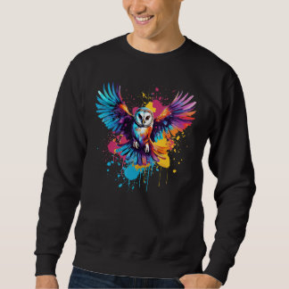 Barred Uil Uilen Lover Kleurrijke Splash Art Trui