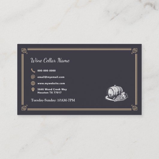 Barrel and Grapes - Wine Cellar Visitekaartje (Achterkant)