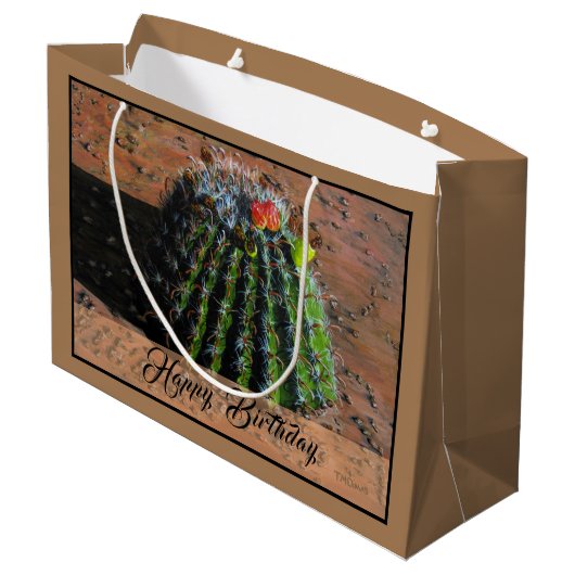 Barrel Cactus Grote Gift Bag Groot Cadeauzakje (Achterkant Gekanteld)