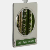 Barrel Cactus II Desert Natuur Foto Verzilverd Banner Ornament (Rechts)