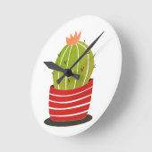 BARREL CACTUS in een rode pot Minimale kunst Ronde Klok (Hoek)