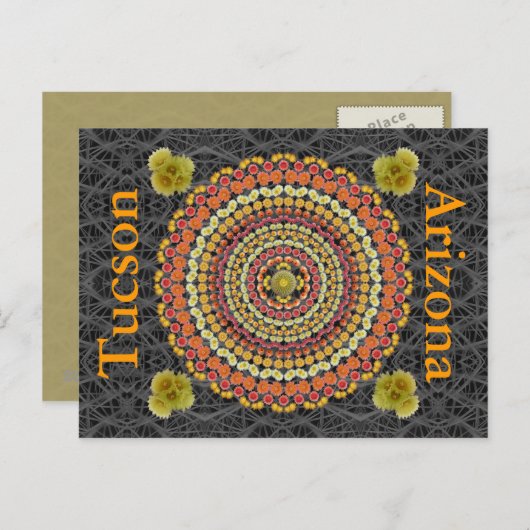 Barrel Cactus Mandala 2 als Briefkaart (Voorkant / Achterkant)