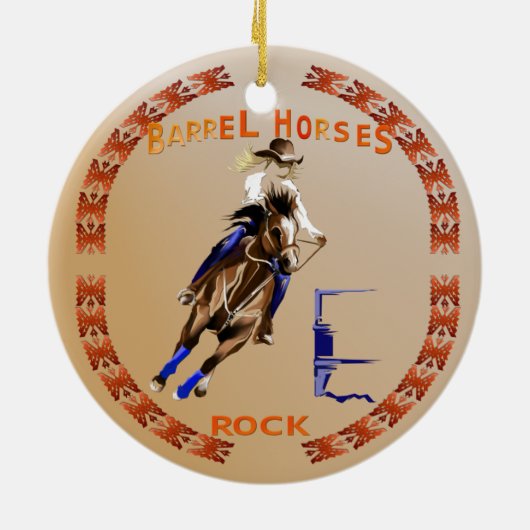 Barrel Horses Rock-Ornament Keramisch Ornament (Achterkant)