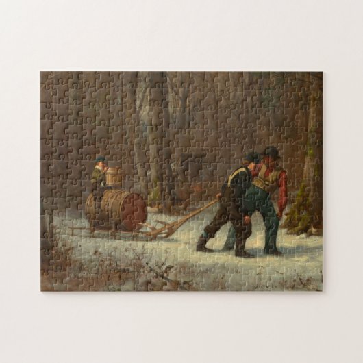 Barrel in een sneeuwbos door E. Johnson Legpuzzel (Horizontaal)