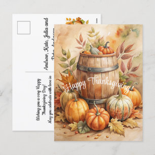 Barrel met pompoenen Happy Thanksgiving Feestdagenkaart