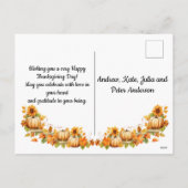 Barrel met pompoenen Happy Thanksgiving Feestdagenkaart (Achterkant)