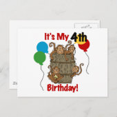 Barrel of Monkeys 4th Verjaardag Briefkaart (Voorkant / Achterkant)