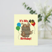 Barrel of Monkeys 4th Verjaardag Briefkaart (Staand voorkant)