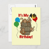 Barrel of Monkeys 4th Verjaardag Briefkaart (Voorkant / Achterkant)