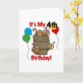 Barrel of Monkeys 4th Verjaardag Kaart (Gele Bloem)