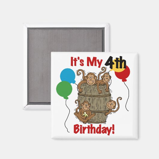 Barrel of Monkeys 4th Verjaardag Magneet (Voorkant / Achterkant)