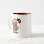 Barrel of Monkeys 4th Verjaardag Tweekleurige Koffiemok (Voorkant links)