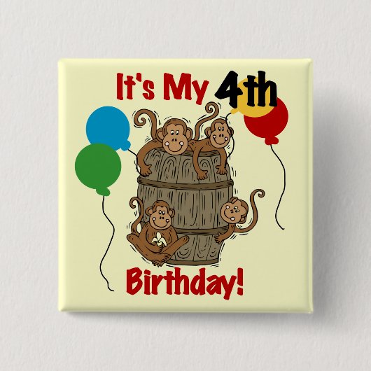 Barrel of Monkeys 4th Verjaardag Vierkante Button 5,1 Cm (Voorkant)
