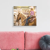 Barrel Race Girl en Horse Canvas Afdruk (Insitu (Woonkamer))