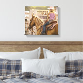 Barrel Race Girl en Horse Canvas Afdruk (Insitu (Slaapkamer))