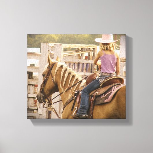 Barrel Race Girl en Horse Canvas Afdruk (Voorkant)