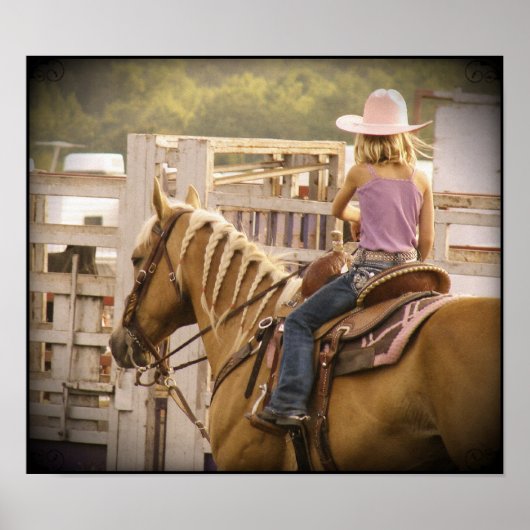 Barrel Race Girl en Horse Poster (Voorkant)