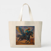 Barrel Racer and Winged Horse Grote Tote Bag (Achterkant)