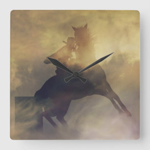 Barrel Racer Clock Vierkante Klok