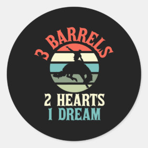 Barrel Racer Design Rodeo Cowboy T-shirt voor Paar Ronde Sticker