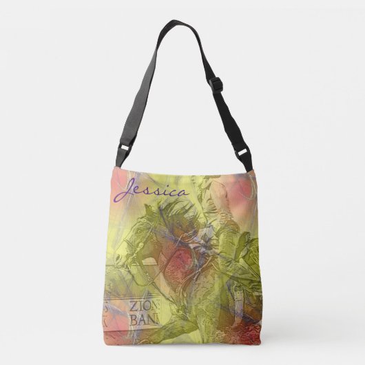 Barrel Racer II (gele oranje werveling) Crossbody Tas (Achterkant)