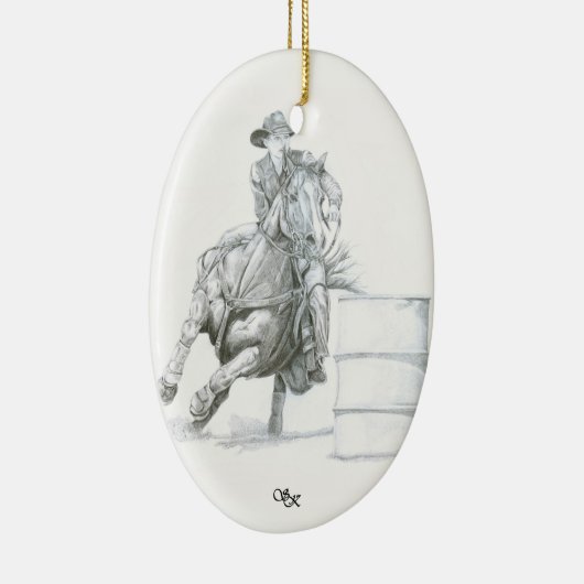 Barrel Racer Kerstversiering Keramisch Ornament (Rechts)