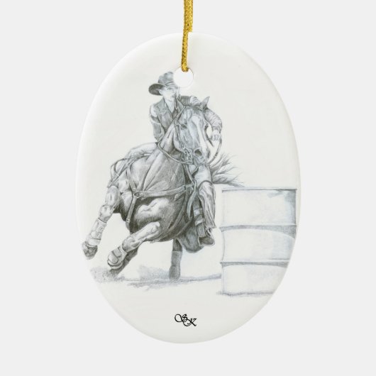 Barrel Racer Kerstversiering Keramisch Ornament (Voorkant)