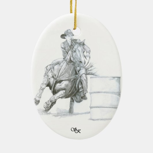 Barrel Racer Kerstversiering Keramisch Ornament (Achterkant)