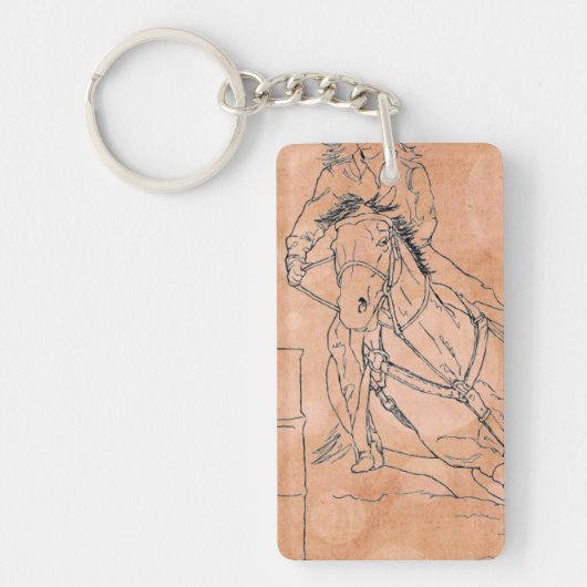 Barrel Racer (Oranje cirkels) Sleutelhanger (Voorkant)