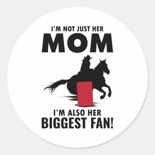 Barrel Racer Rodeo Racing Horse Riding Mam Ronde Sticker (Voorkant)