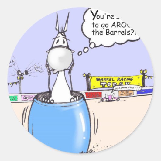 Barrel Racer Ronde Sticker (Voorkant)