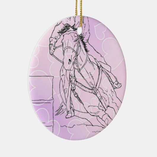 Barrel Racer (roze harten) Keramisch Ornament (Rechts)