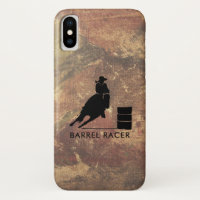 Barrel Racer Silhouette op Brown Grunge