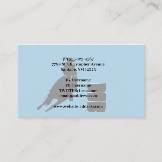 Barrel Racer Visitekaartje (Achterkant)