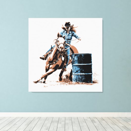 Barrel Racing Canvas Afdruk (Insitu (Houten vloer))