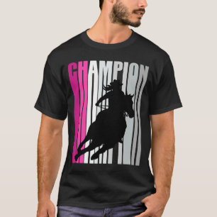 Barrel Racing Champion Horse Riding Pink Retro Koe T-shirt