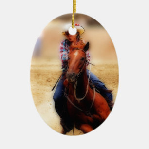 Barrel Racing Cowgirl 2018 keramisch sieraad Keramisch Ornament