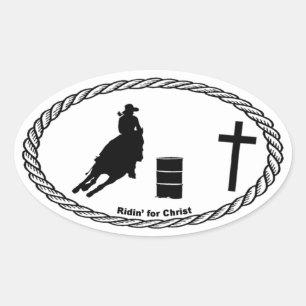 Barrel Racing Cross Euro Stijl Ovale Sticker