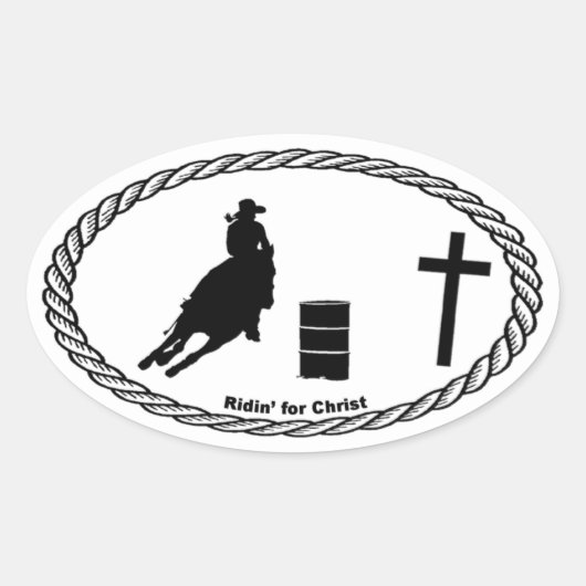 Barrel Racing Cross Euro Stijl Ovale Sticker (Voorkant)