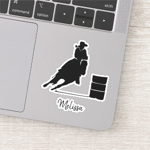 Barrel Racing Girl Black Silhouette Illustratie Sticker