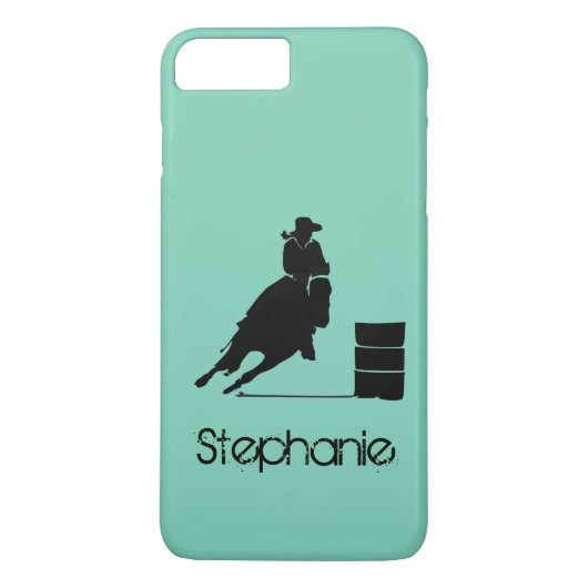 Barrel Racing Girl Silhouette op een groene achter Case-Mate iPhone Case (Achterkant)