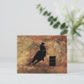 Barrel Racing Girl Silhouette op een Grunge Textur Briefkaart (Staand voorkant)