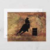 Barrel Racing Girl Silhouette op een Grunge Textur Briefkaart (Voorkant / Achterkant)