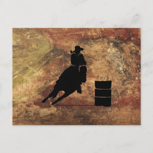 Barrel Racing Girl Silhouette op een Grunge Textur Briefkaart