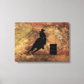 Barrel Racing Girl Silhouette op een Grunge Textur Canvas Afdruk (Voorkant)