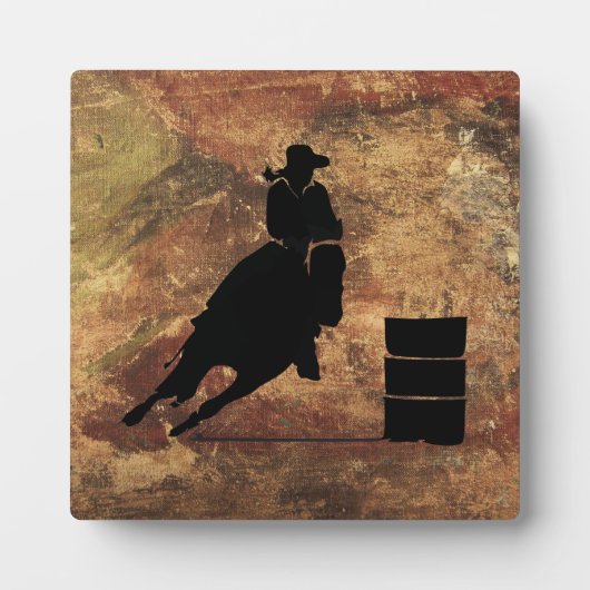 Barrel Racing Girl Silhouette op een Grunge Textur Fotoplaat (Voorkant)