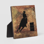Barrel Racing Girl Silhouette op een Grunge Textur Fotoplaat (Voorkant)